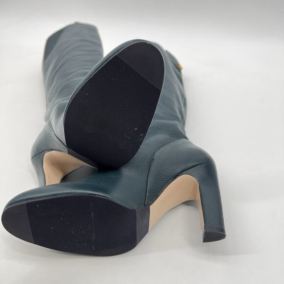 Stuart Weitzman Charlie Leather Knee-High Heeled Boots Women's 6.5 Green EUC - Picture 9 of 15